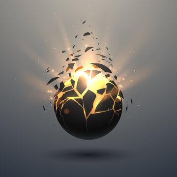 Black And Gold Sphere With Glow Effect