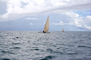 Obraz premium Sailing boat in the Indian Ocean off the coast of Tanzania