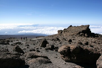 Fototapeta na wymiar Mountain landscape in the foothills of Kilimanjaro