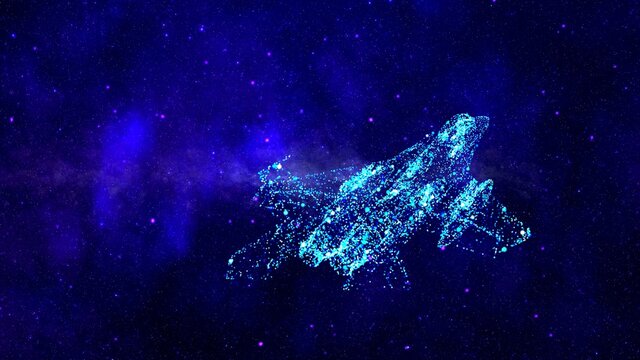 A Animated 3d Blue Print Model Of A Fighter Jet In Space