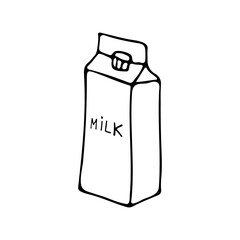 Doodle milk container icon in vector. Hand drawn milk container in vector isolated on white. Doodle milk jug in vector