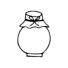 Doodle yogurt jar icon in vector. Hand drawn jogurt jar icon in vector