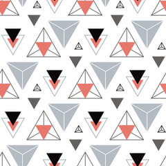 Triangle seamless pattern. Geometric pattern. Abstract background triangles. Vector illustration. Trendy repeating texture. Elegant ornament.
