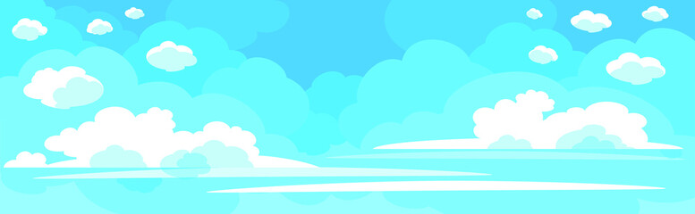 White clouds in a blue sky. Symmetrical composition for the background