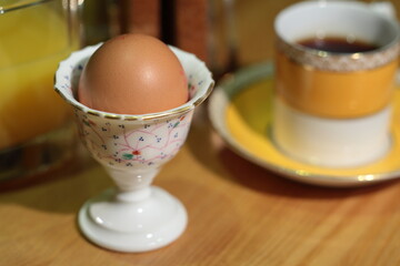 a boiled egg in a cup