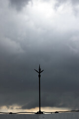 Lightning rod or lightning conductor (Copper pole) on the roof of building for protection lightning and thunder. 
