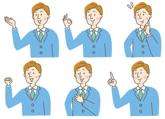 スーツ姿の男性　表情セット