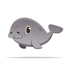 Cartoon dugong manatee vector isolated illustration