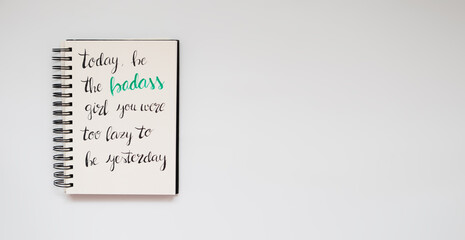 Handwritten lettering quote, advice for businesswomen, challenge