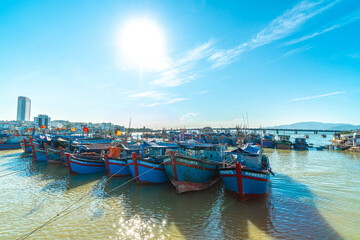 Fototapeta na wymiar boats in Nha Trang city