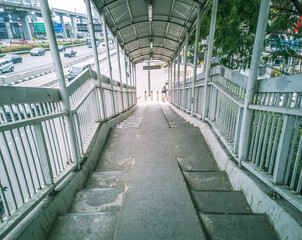 Pedestrian bridge at Pancoran barat Bus Stop in Jakarta.