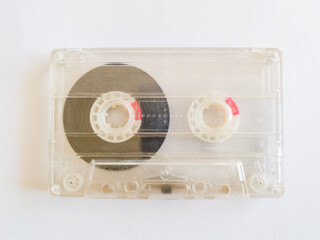 Cassette tape, object isolated on a white background, analog magnetic tape for audio recording,...