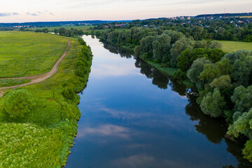 Fototapeta na wymiar amazingly beautiful nature with a river at dawn