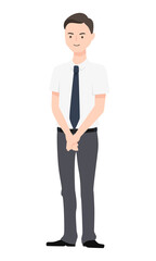 半袖のワイシャツを着た、スーツ姿の男性のイラスト。