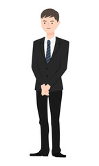 リクルートスーツを着た若い男性のイラスト。