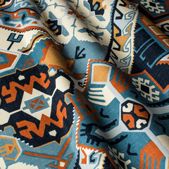  Pattern on fabric in ornament. Fabric with natural texture, Cloth backdrop.