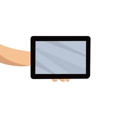 hand holding tablet pc with blank screen