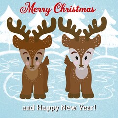 christmas card with deer