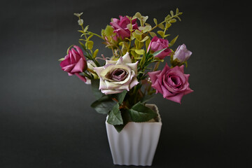 plastic flowers in the house for decoration