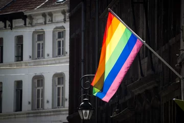 Wandaufkleber Rainbow flag in brussels © Frederick