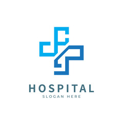 Fototapeta premium Health logo with initial letter C J, J C, C J logo designs concept. Medical health-care logo designs template.