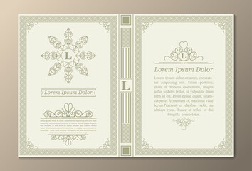 Vintage book layouts and design - covers and pages, classical rich frames, dividers, corners, borders, luxury ornaments and decorations, beautiful pages templates for creative design.