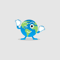 Obraz premium Illustration Vector Graphic of Happy Earth Character. Perfect to use for Campaigns on Earth Day and Earth Preservation Programs