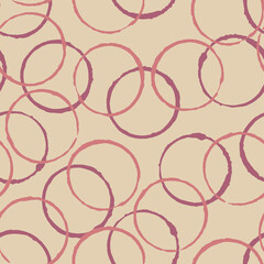 Seamless pattern with pink and purple circles on pale beige background. Vector design for textile, backgrounds, clothes, wrapping paper, web sites and wallpaper. Fashion illustration seamless pattern.