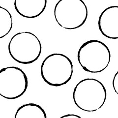 Seamless pattern with black circles on white background. Vector design for textile, backgrounds, clothes, wrapping paper, web sites and wallpaper. Fashion illustration seamless pattern.