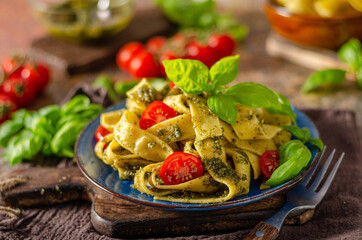 Pasta with pesto homemade