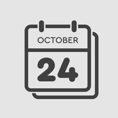 Calendar icon day 24 October, template icon date