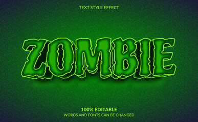 Editable Text Effect, Green Monster, Zombie Text Style