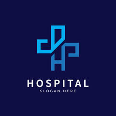 Health logo with initial letter DH, H D, D H logo designs concept. Medical health-care logo designs template.