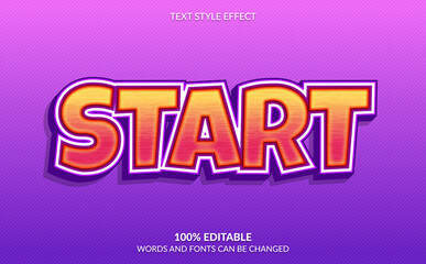 Fototapeta na wymiar Editable Text Effect, Start, Video Game Text Style