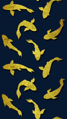 Golden koi fish pattern. Vector background - 362149298