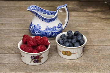 blueberries and raspberries