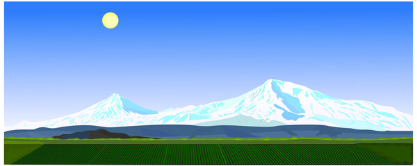 Mountain Ararat, Armenia. vector illustration.