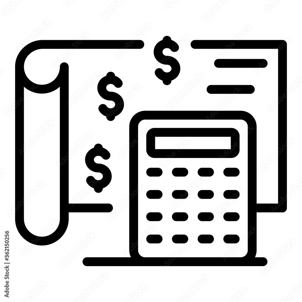 Poster finance calculator broker icon. outline finance calculator broker vector icon for web design isolate