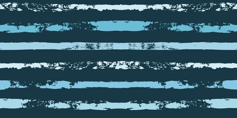Hand drawn striped pattern, dark blue navy stripe seamless background, sea brush strokes. vector grunge stripes, nautical paintbrush line