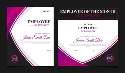 Employee of the month award template | Employee Certificate Template design with 2 variation | Colorful Award Template  - Powered by Adobe