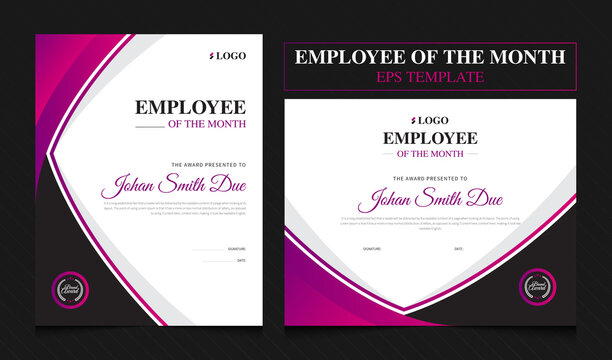 Employee of the month award template | Employee Certificate Template design with 2 variation | Colorful Award Template 