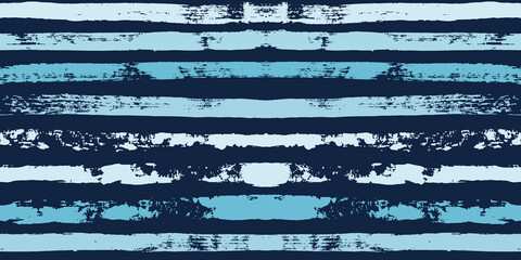 Hand getekende gestreept patroon, donkerblauwe marine streep naadloze achtergrond, zee penseelstreken. vector grunge strepen, nautische penseellijn