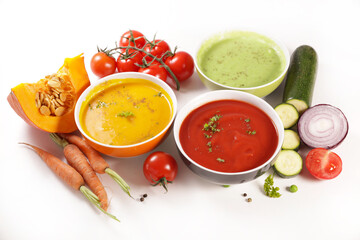 bowl of vegetable soup and ingredient