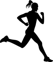 Running, jogging woman silhouette