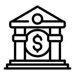 Money building icon. Outline money building vector icon for web design isolated on white background