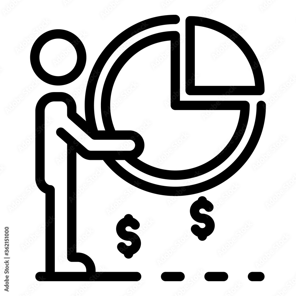 Poster target money pie chart icon. outline target money pie chart vector icon for web design isolated on w