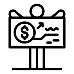 Broker banner money icon. Outline broker banner money vector icon for web design isolated on white background