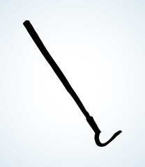 Old fire iron poker. Vector drawing