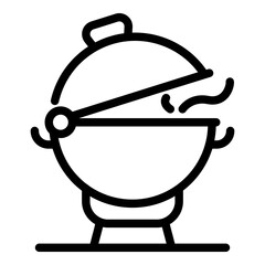 Picnic brazier icon. Outline picnic brazier vector icon for web design isolated on white background