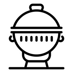 Round brazier icon. Outline round brazier vector icon for web design isolated on white background